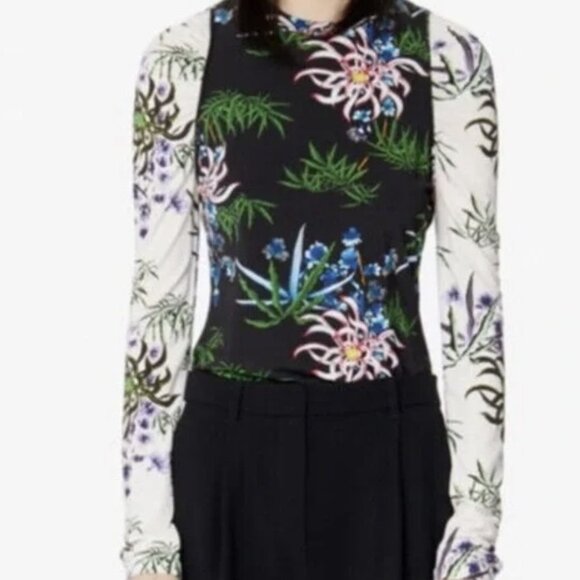 Kenzo Long Sleeve Top Sea Lily Mixed Print - Picture 1 of 6